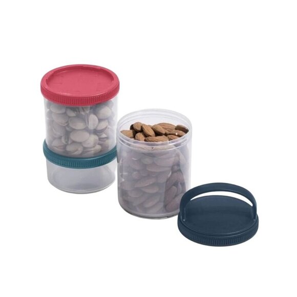 Russbe‎ Triple Snack Stack 3 Food Containers With Lids & Handle - Picture 5 of 5